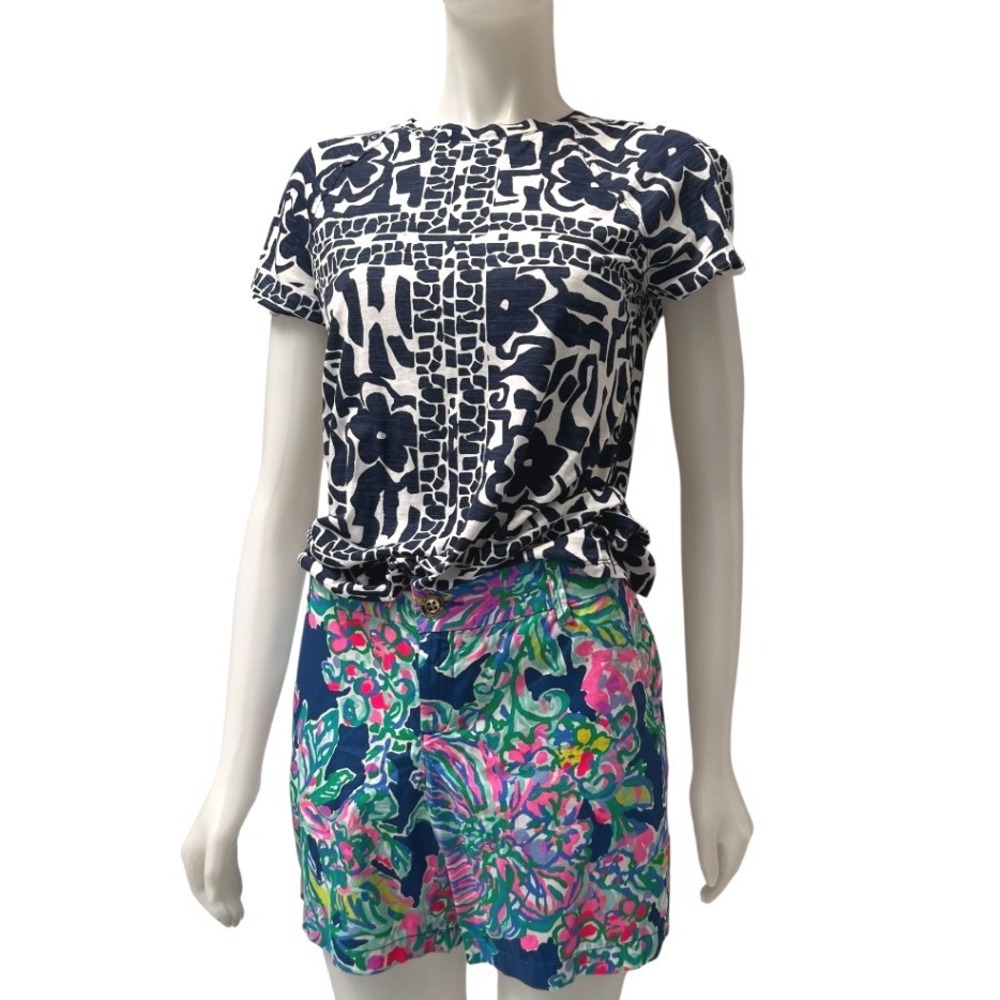 Mew NIC+ZOE NZT Abstract Mosaic Women Tee Black White Preppy XS NWT Art to Wear - Picture 3 of 15